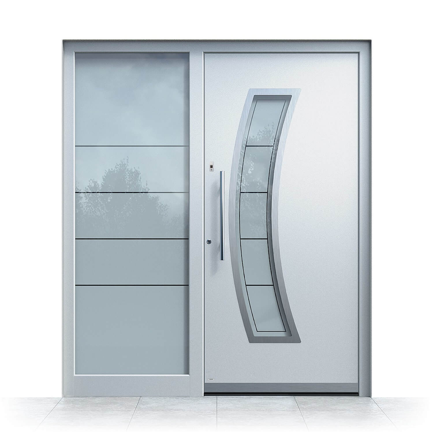 Aluminium Haustür Worms mit Seitenteil links Aluminium Haustür Worms mit Seitenteil links